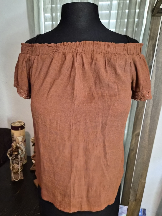 Bwear Tops - B-Wear Burnt Orange, Off-the-Shoulder Top #0173